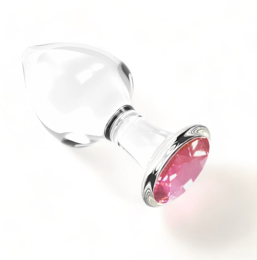 Pink Crystal Glass Butt Plug