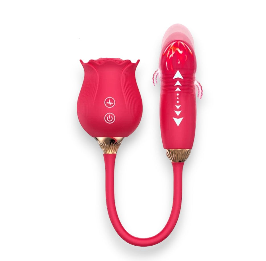 Rose 2-in-1 Clitoral Suction Simulator with Vibrator