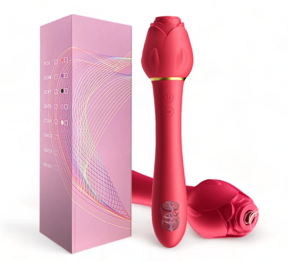 Rose Clitoral Suction Simulator and Vibrating Dildo