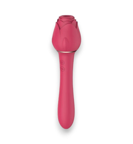 Rose Clitoral Suction Simulator and Vibrating Dildo